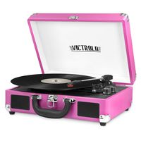 Victrola Vintage 3-Speed Bluetooth Suitcase Turntable with Speakers, Pink