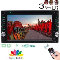 Double 2 DIN Car Stereo DVD Player with 3 Types of Design UI in Dash 6.2'' HD Multi-Touch Screen Bluetooth FM AM Autoradio Car Audio 1080P CD Player Support Aux USB SD Color Button Remote Control