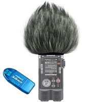 First2savvv TM-LS100-01 Outdoor Portable Digital Recorders Furry Microphone Mic Windscreen Wind Muff for OLYMPUS LS-100 + SD card reader