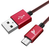 USB Cord, 6.5ft (Red) RAMPOW Heavy Duty Braided Micro USB Cable/Samsung USB Cable - Sync and Charge Compatible with Android Devices, Galaxy S7/S6, Sony, Motorola and More