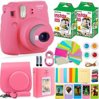 FujiFilm Instax Mini 9 Instant Camera + Fuji Instax Film (40 Sheets) + Accessories Bundle - Carrying Case, Color Filters, Photo Album, Stickers, Selfie Lens + More (Flamingo Pink)