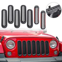 Clip-in Front Grille Mesh Inserts for Jeep Wrangler JK & Unlimited 2007-2015 (Matte Black)