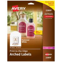 Avery Arched Labels with Sure Feed for Laser Printers, Water Resistant, 3" x 2.25", 90 Labels (22809)