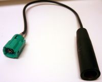 Antenna Adapter That Connects from an aftermarket Antenna or FM Modulator to The OEM Factory Radio from a Jeep, Wrangler, 2007, 2008, 2009, 2010, 2011, 2012, 2013, 2014