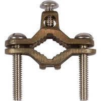Morris Products Direct Burial Copper Ground Pipe Clamps - For Connecting Grounding Electrodes to Water Pipes, Tubing, Ground Rods - 2-10 Wire Range, 1/2-1" Water Pipe Range, 1/4-20 Screw Thread