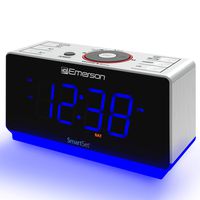 Emerson Radio ER100112 Smartset Clock Radio with Bluetooth Speaker, USB Charging, Night Light, 1.4" Blue Jumbo Display & Dual Alarm