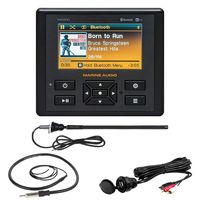 Marine Audio AM/FM USB Bluetooth Waterproof Stereo, Enrock Universal Auxiliary Interface Mount, Flexible Long Range Boat Yacht Radio Antenna, Universal Wired 22" Radio Antenna