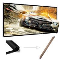 100 Inch Projector Screen Wrinkle Free Portable Indoor Outdoor Movie Screens 16:9 HD 4K with Hanging Hole Grommets Rolling High Color Reduction Home Theater Projection Cinema