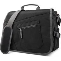 Qipi Messenger Bag - Shoulder Bag for Men & Women, 15" Laptop Pocket (Black)
