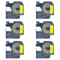 SuperInk Compatible for DYMO 18432 Black on Yellow Vinyl Label Tape (1/2 Inch x 18 Feet 12mm x 5.5m) 6 Pack