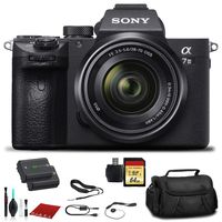 Sony Alpha a7 III Mirrorless Digital Camera with 28-70mm Lens (ILCE7M3K/B) with Bag, Extra Battery, 64GB Memory Card, Memory Card Reader and More.