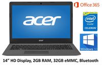 Acer Aspire One Cloudbook 14" Laptop PC (2016 Newest), Intel Celeron Dual Core Processor, 2GB DDR3L Memory, 32GB eMMC, 1-year Office 365 Personal, up to 12 hrs battery life, Windows 10