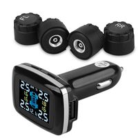 B-Qtech Wireless TPMS Tire Pressure Monitoring System with TPMS 4 Sensors and USB Charging Port Real-time Display of Temperature and Pressure and Alarm Function