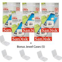 5 PACK - SanDisk Ultra 32GB UHS-I Class 10 MicroSDHC Memory Card Up to 48mb/s SDSQUNB-032G LOT OF 5 with Bonus Jewel Cases