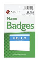 MACO Handwrite or Laser/Ink Jet Blue - Hello My Name is - Name Badges, 2-11/32 x 3-3/8 Inches, 100 Per Box (NB-235A)