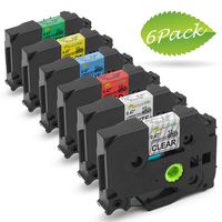 Replacement for Brother Ptouch Label Tape TZ 12mm TZe-131 TZe-231 TZe-431 TZe-531 TZe-631 TZe-731 Laminated(0.47 inch - Colored, 6-Pack) for Brother P-touch D200 PT-D210 PT-D400 PT-D600, by Markurlife