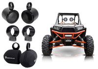 2) Rockville MAC65B 6.5" 360 Degree Swivel Tower Speaker Pods+Covers RZR/ATV/UTV