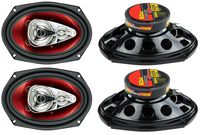 New BOSS Chaos CH6940 6x9" 500W 4-Way Car Coaxial Audio Stereo Speakers Red