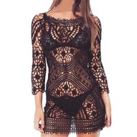 Swimsuit Cover-Up,Todaies Women Sexy Beach Cover up Crochet Swimwear Dress Ladies Bathing Suit Cover up Beach (Free Size, Black)