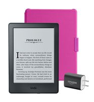 Kindle Essentials Bundle including Kindle 6" E-Reader (Previous Generation - 8th), Black with Special Offers, Amazon Cover for Kindle - Magenta, and Power Adapter