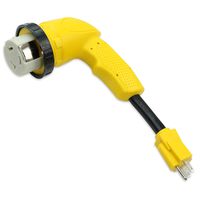 Epicord 12" 90-Degree Dogbone RV Adapter 15-Amp Male and 50-Amp Female with Twist Lock and LED Power Indicator