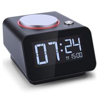 Alarm Clock with USB Charger,Dual USB Charging Port Compatible with iPhone and Android with Snooze and 4 Dimmable Funtion (Black)