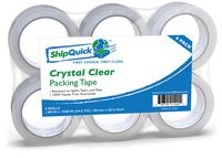 Crystal Clear Packing Tape (6 Pack) - ShipQuick Packaging Tape for Industrial & Professional Shipping. Great for Moving. Strong Adhesive Shipping Tape That's Split-Resistant! (6 Pack, Crystal Clear)