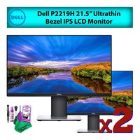 Dell 22 Inch (P2219H) 16:9 Ultrathin Bezel IPS LCD Computer Monitor (2-Pack) Best Value Bundle with LCD Screen Cleaning Kit for Home Office