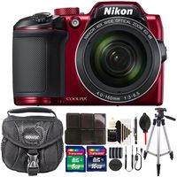 Nikon COOLPIX B500 16MP Built-in Wi-Fi Digital Camera Red with 24GB Accessory Kit