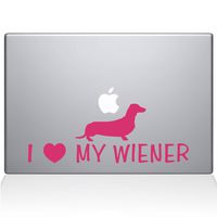 The Decal Guru I Love My Wiener Decal Vinyl Sticker, 12" MacBook, Pink (1448-MAC-12M-BG)