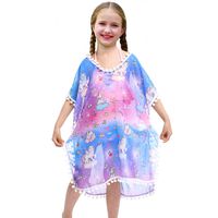 Sylfairy Cover Up, Girls Cover Ups Rainbow Unicorn Coverup V-Neck Swimwear Wrap Cover-ups(Galaxy,7-10Y)