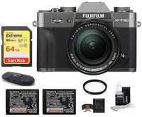 FUJIFILM X-T30 Mirrorless Digital Camera (with XF 18-55mm Lens Spare Battery Bundle, Dark Silver)