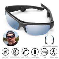 Bone Conduction Sunglasses,Bluetooth Wireless Waterproof Sport Bone Conduction Headphones Glasses Earphones Headset Hearing Aid Microphone Music Mp3 Player (141mm)