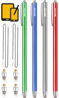 Dimples Excel New Generation 4 x Extra Long XXL 7.5" Ultra Slim 6mm Micro-Knit Hybrid Fiber Tip Stylus Pens + 4 Replacement Tips(4pcs - Dark Blue/Green/Silver/Red)