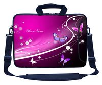 Meffort Inc Custom/Personalized Laptop Bag with Side Pocket & Shoulder Strap for Notebook Ultrabook Chromebook, Customized Your Name (13.3 Inch, Pink Butterflies)