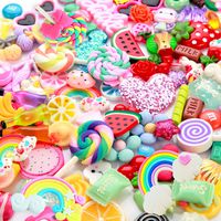 Slime Charms Cute Set - 100pcs Charms for Slime Assorted Fruits Candy Sweets Flatback Resin Cabochons for Craft Making, Ornament Scrapbooking DIY Crafts
