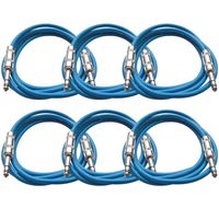 Seismic Audio SATRX-6Blue6 6 Pack of Blue 6' 1/4"TRS to 1/4" TRS Patch Cables