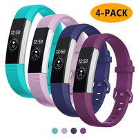 Welltin Bands Compatible with Fitbit Alta/Alta HR for Women and Men(4 Pack), Classic Soft Silicone Sport Strap Replacement Wristband for Fitbit Alta/Alta HR/Fitbit,Small Large