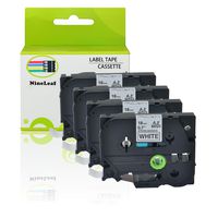 NineLeaf 4PK Extra Strength Laminated TZe TZ Label Tape Compatible for Brother TZe-S241 TZ-S241 TZS241 TZeS241 Black on White (3/4" x 26.2' 18mm x 8m) use for P-Touch PT-D400 PT-D600 Printer