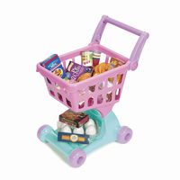 Play Circle by Battat - Pink Shopping Day Grocery Cart - Toy Shopping Cart with Pretend Play Food Items - Realistic Kitchen Accessories for Kids Ages 3 and Up (30 Pieces)