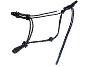 Horse Rope Training Halter - 4 Knot from 1/4" Stiff Polyester Halter Cord - Size Rope Most Trainers Use! (Black with White, Weanling)