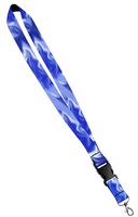 Print Lanyard- Satin Key Lanyard with Side Release Buckle and Snap, ID Holder -  1 Inch, Blue Smoke