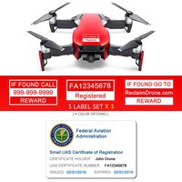 Mavic Air - FAA Drone Identification Bundle - Labels (3 Sets of 3) + FAA UAS Registration ID Card for Hobbyist Pilots (Flame Red Shown)