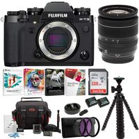 Fujifilm X-T3 Mirrorless Digital Camera w/XF18-55 Lens (Black) Accessory Bundle + Sandisk 128GB Ultra UHS-I + 2 NP-W126 & Dual Charger + 58mm 3-Piece Filter Kit + Deluxe Photo Software