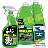 SIMPLE GREEN Wash and Wax (67.6oz) Bundle with (24oz) All Wheel and Tire Degreaser & Heavy Duty Non-Scratch Tire Scrubbing Pad (4 Items)