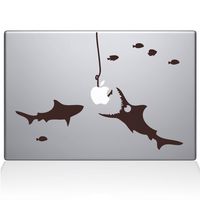The Decal Guru Shark Party Under The Sea MacBook Decal Vinyl Sticker - 13" MacBook Air - Brown (0192-MAC-13A-BRO)