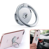 Phone Ring Holder Finger Kickstand - FITFORT 360° Rotation Metal Ring Grip for Magnetic Car Mount Compatible with All Smartphone-Sliver