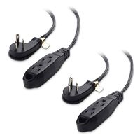 Cable Matters 2-Pack Flat 3 Outlet Extension Cord with Space Saver Outlet Plug and Hanging Loop (Grounded 3 Outlet Cord, 3 Prong Cord) - 6 Feet