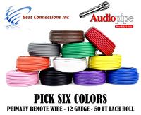 12 GA GAUGE 50 FT ROLLS PRIMARY AUTO REMOTE POWER GROUND WIRE CABLE (6 COLORS)