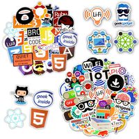 100 PCS Cool Programming Stickers Logo Internet Software Sticker Funny Gift for Geeks Hackers Developers to DIY Laptop Phone (A+B - 100PCS)